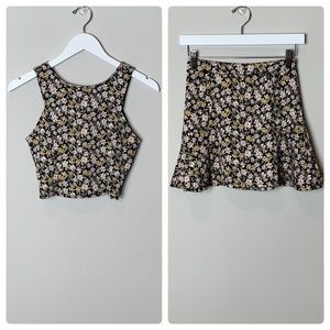 Millibon Floral Skirt Set Black